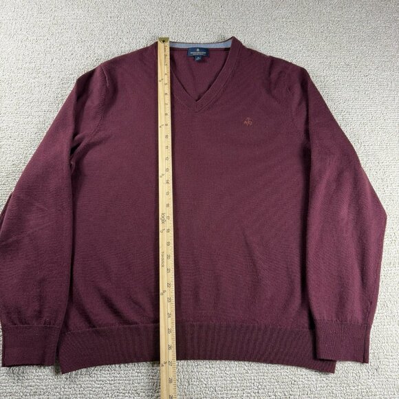Brooks Brothers Extra Fine Merino Wool V-Neck Sweater Maroon Men’s Size XL - Picture 3 of 8